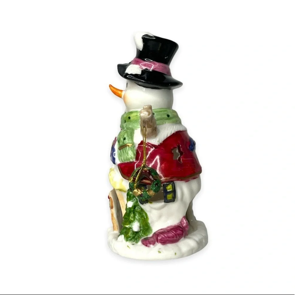 Vintage Ceramic Tealight Candle Snowman Holder 2002 Christmas Designspirations‎